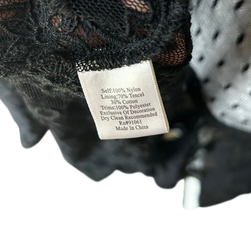 Biya by Johnny Was Black Embroidered Mesh Overlay Dress Tunic Size M - Picture 5 of 6